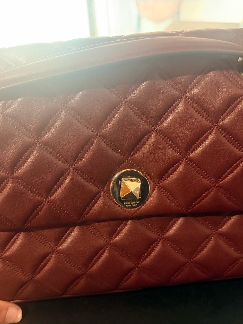 kate spade Quilted Shoulder Bag in Wine with Gold Accent